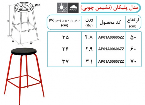 چهارپایه فلزی مدل پلیکان